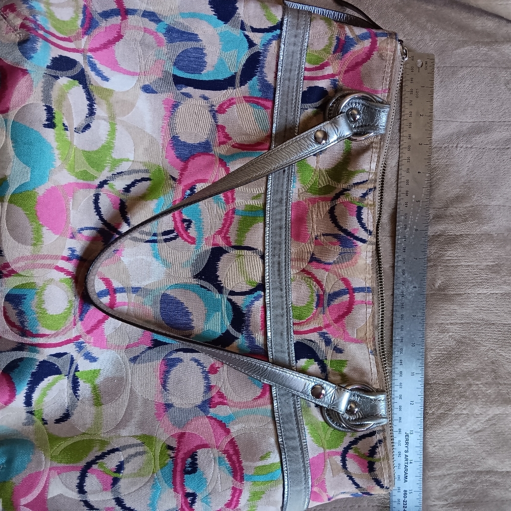 Coach Poppy Ikat Multi-color Signature Glam Tote Bag - Picture 13 of 15